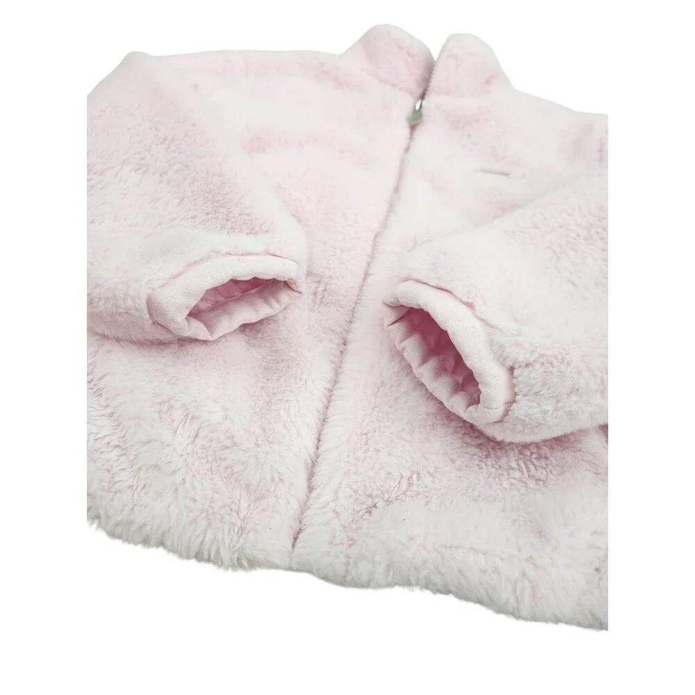 Nike Girls Faux Fur Fuzzy Swoosh Bomber Jacket Pink Size 5-6 Medium